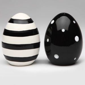 Black & White Egg Shape Salt & Pepper Shakers